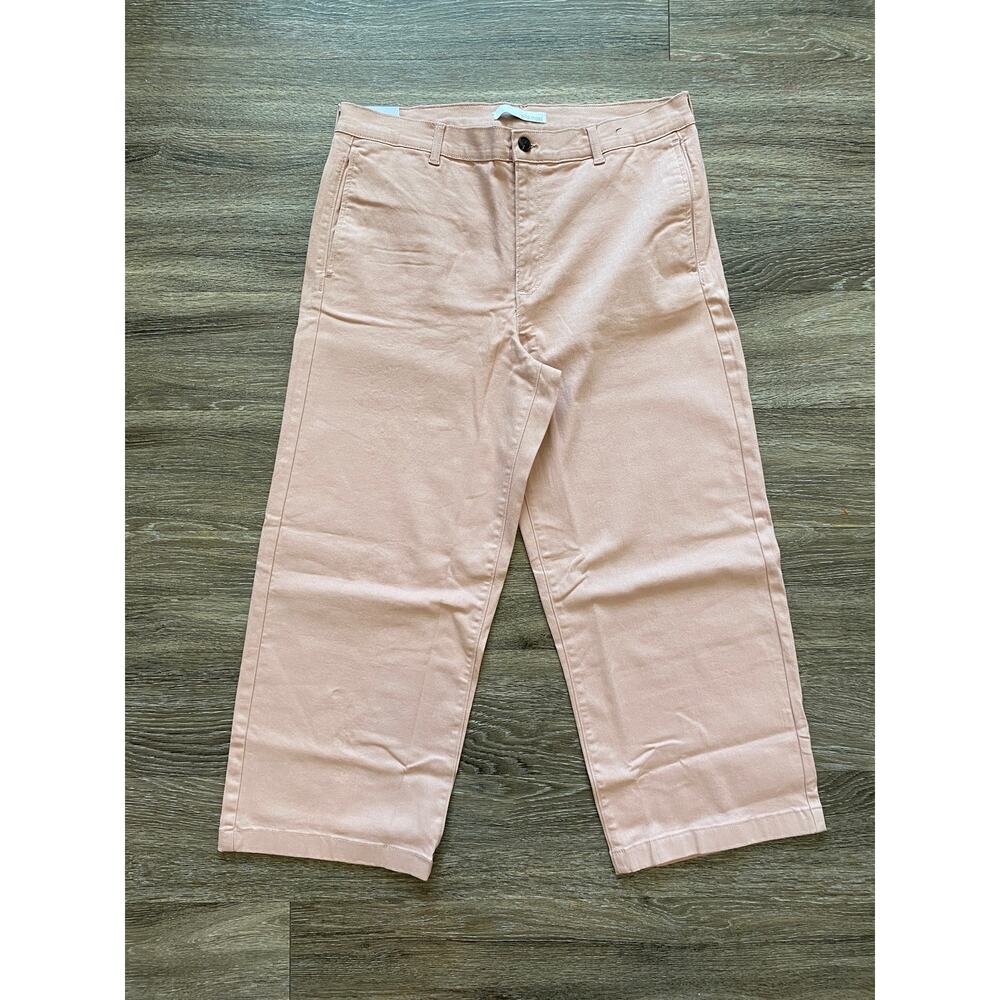 Ella Moss Wide Leg Crop Pants Soft Pink High Rise Cotton Stretch Size 14 NWT